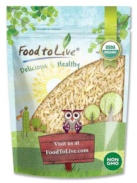 Food to Live Organic Blanched Slivered Almonds, 2 Pounds – Non-GMO, Raw, Unpasteurized, Unsalted