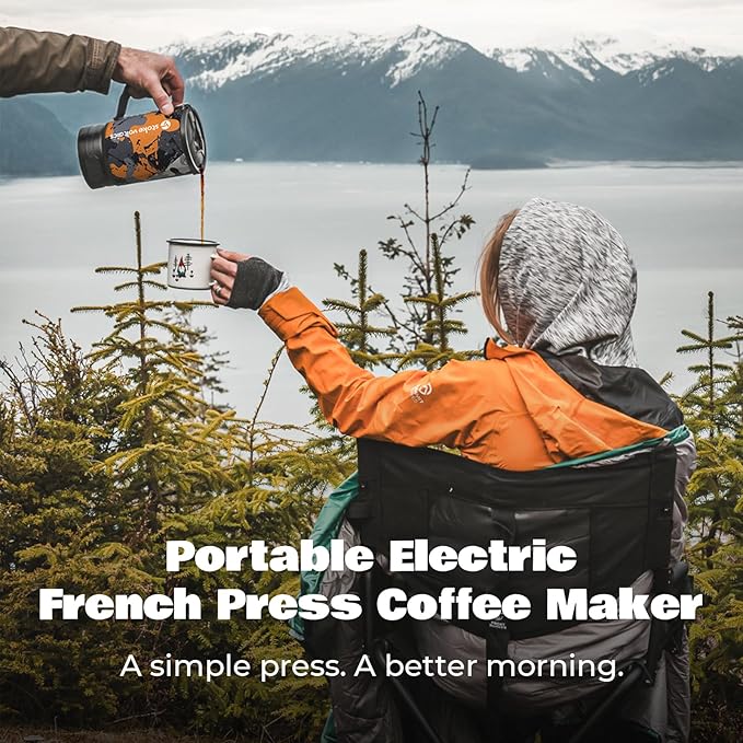 Electric French Press Coffee Maker, 120V Boil Water & Press Coffee 2-in-1, Portable Design for