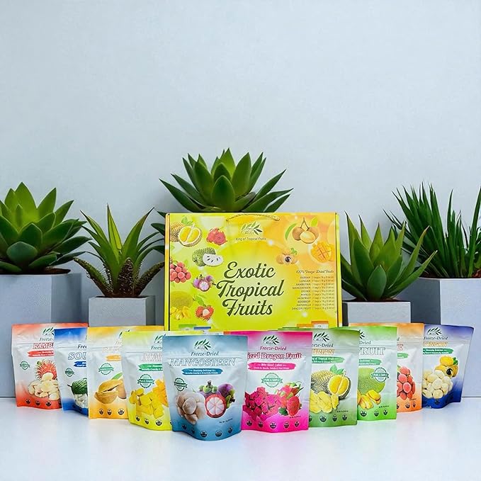 CHAVI Freeze Dried Exotic Tropical Fruits | Pack of 10 | Gift Box - No Added Sugars or