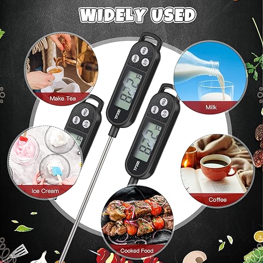 6 Pcs Instant Read Meat Thermometer with Long Probe 9.65 Inch Kitchen Cooking Food Candy Waterproof