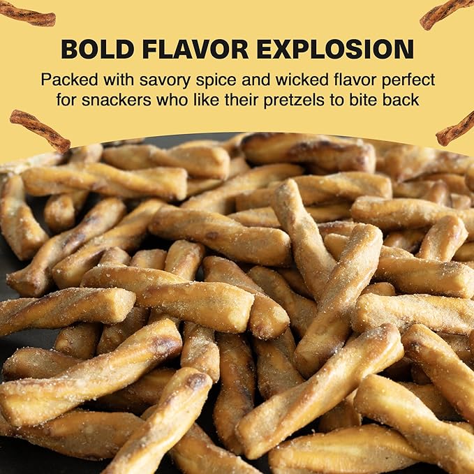 Wicked Twists Honey Mustard Seasoned Pretzels Twists 5.5 oz (3 Pack) Snack Pretzel Sticks Rods