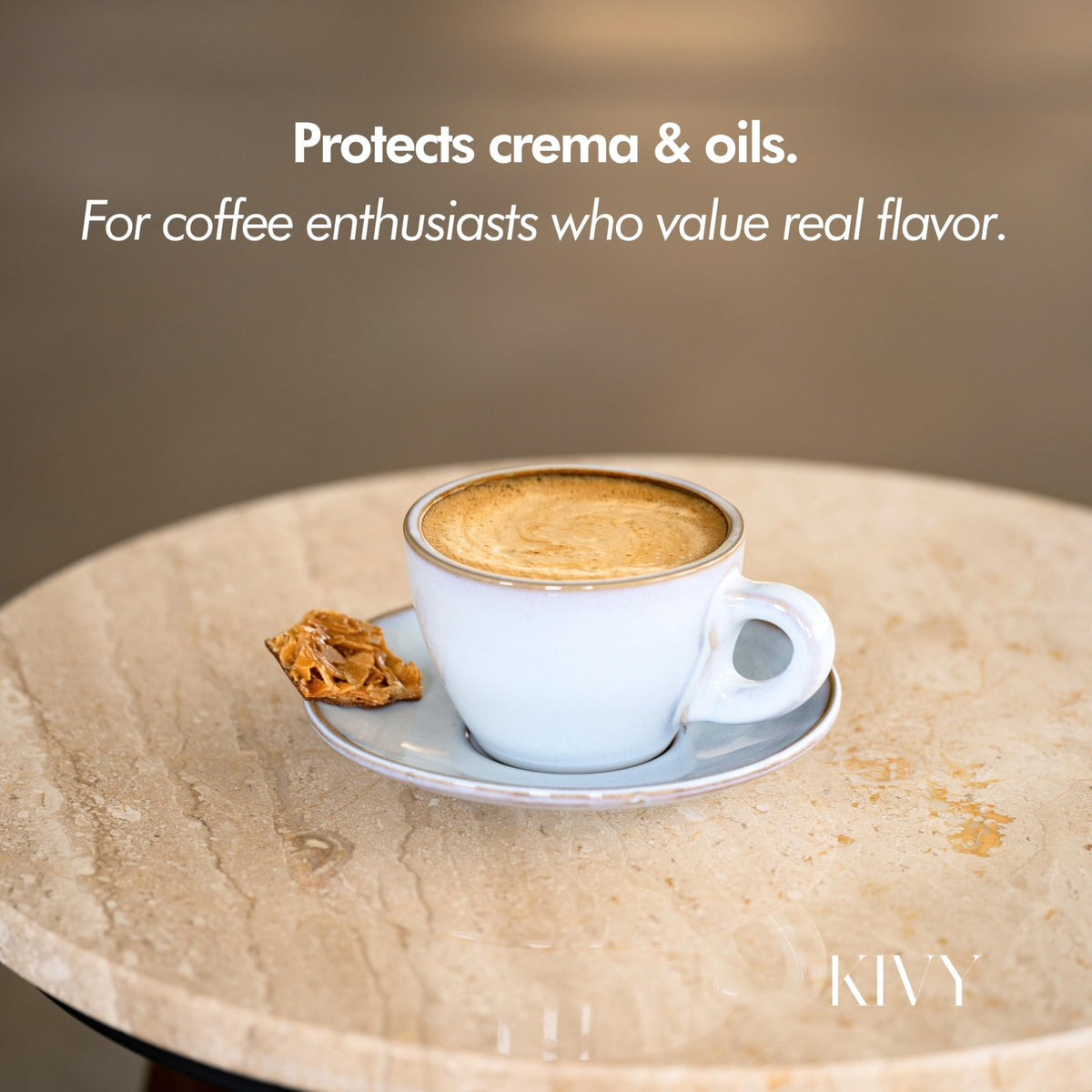 KIVY Vacuum Coffee Canister - Push Lid Preserves Aroma & Oil - Stainless Steel Airtight Container
