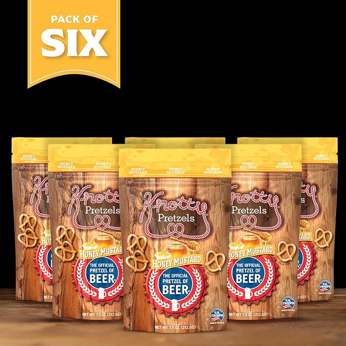 Knotty Pretzels - "The Official Pretzel of Beer" 7.5 Ounce Individual Seasoned Pretzel in