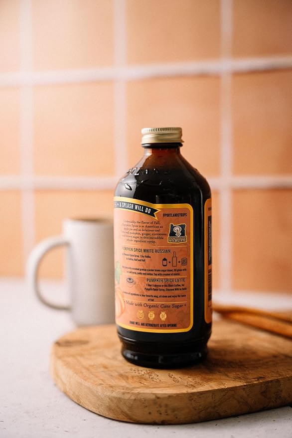 Portland Syrups Pumpkin Spice Syrup - Organic Pumpkin & Ginger Coffee Syrup for Lattes, Mocktails