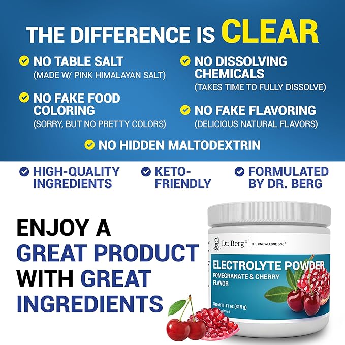 Dr. Berg Zero Sugar Hydration Keto Electrolyte Powder - Enhanced w/ 1000 mg of Potassium & Real