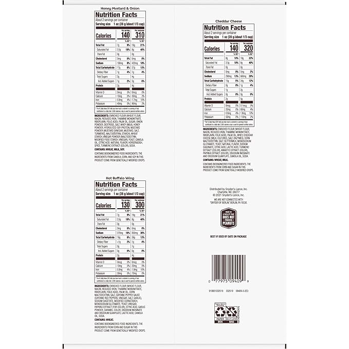 Snyder's of Hanover Pretzel Pieces, Variety Pack of Pretzels Individual Packs, 2.25 Oz, 18 Ct (Pack