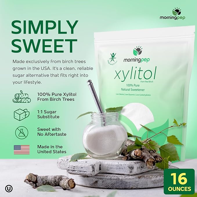 Morning Pep Pure Birch Xylitol (Keto Diet Friendly) Sweetener with no aftertaste 1 LBs (Not From