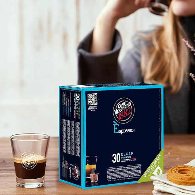Caffe' Vergnano 1882 Decaf Medium Roast Espresso Original Line Machine Compatible Capsules, Arabica