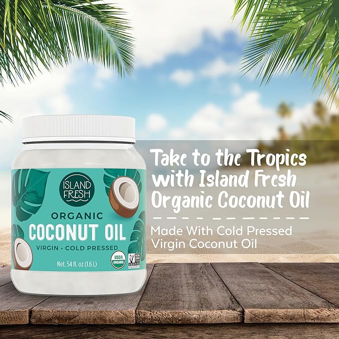 Island Fresh Organic Coconut Oil (54 oz) - Organic Virgin Coconut Oil Great for Baking, Versatile
