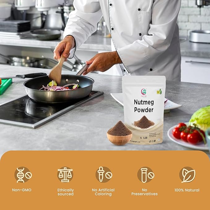 Nutmeg Ground 1 LB | Excellent Aroma and Incredible Flavor | Fresh Ground Nutmeg Spice for Baking