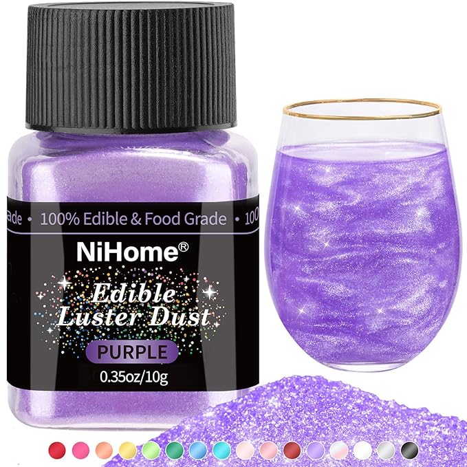 NiHome Edible Food-Grade Glitter Powder Glimmer Luster Dust Metallic Fancy Food Decorating Sprinkle