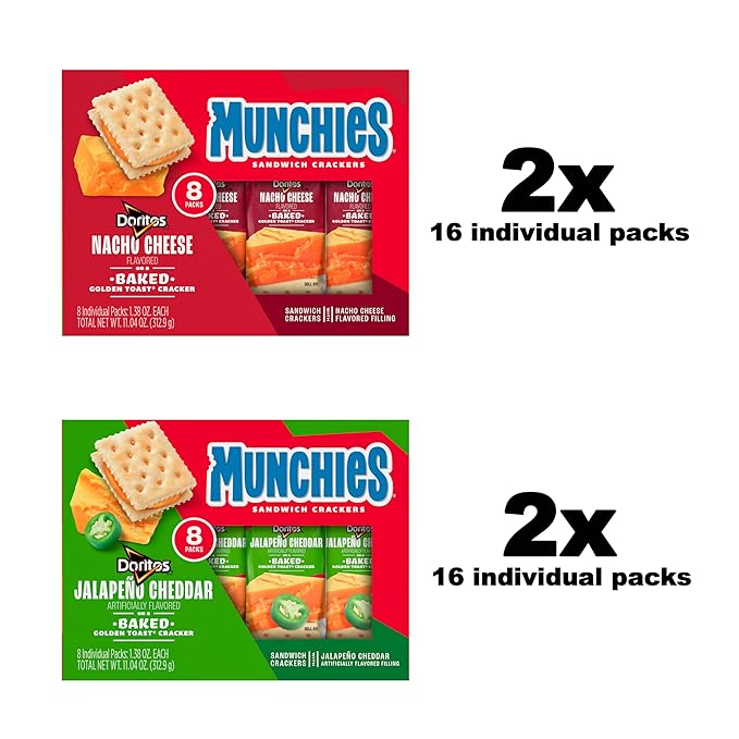 Munchies Baked Sandwich Crackers Variety Pack, Doritos Nacho Cheese and Doritos Jalapeno Cheddar