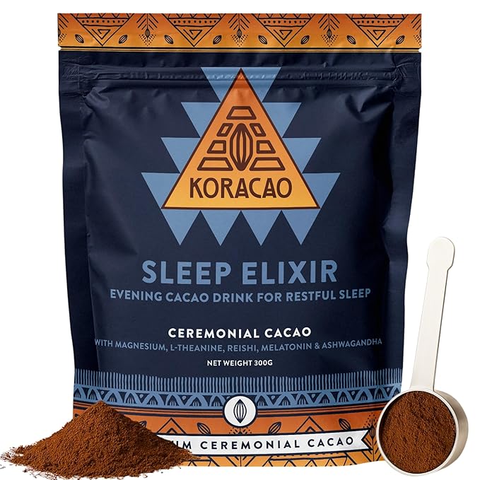 KORACAO Sleep Elixir Cacao Blend ??Ceremonial-Grade Cocoa Drink with Magnesium, L-Theanine, Reishi