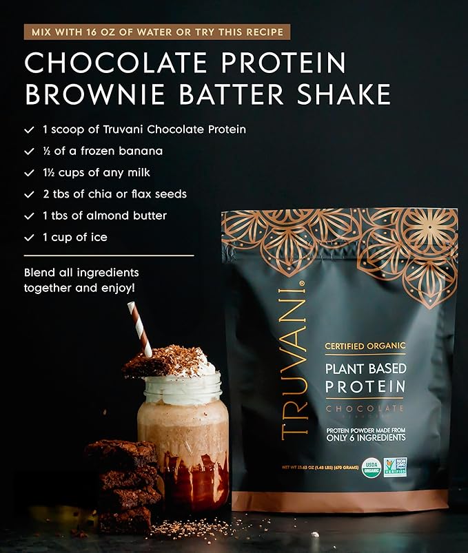 Truvani Vegan Pea Protein Powder | Chocolate | 20g Organic Plant Based Protein | 1 Serving | Keto |