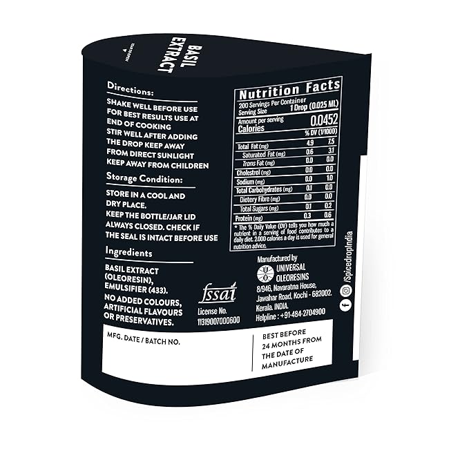 Spice Drop Basil Extract | 100% Natural | For Soup, Pasta, Pizza, Spaghetti, Gourmet Dishes |