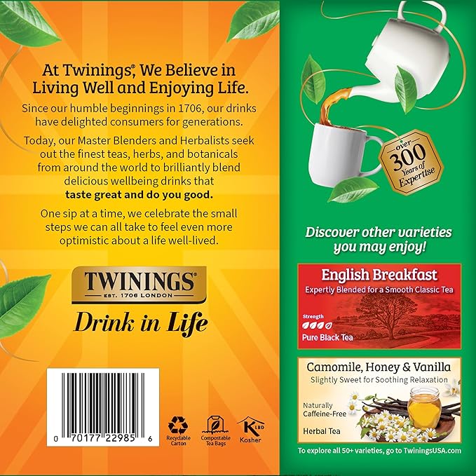Twinings Irish Breakfast Black Tea Individually Wrapped Bags, 100 Count (Pack of 1), Flavourful