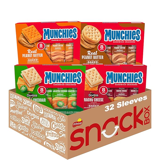Munchies Baked Sandwich Crackers Variety Pack, Cheese Peanut Butter, Toast Peanut Butter, Doritos