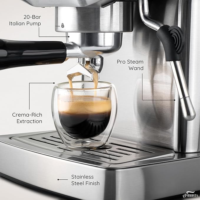 Espresso Machine 20 Bar with Steam Milk Frother | Stainless Steel Espresso Maker with Customizable
