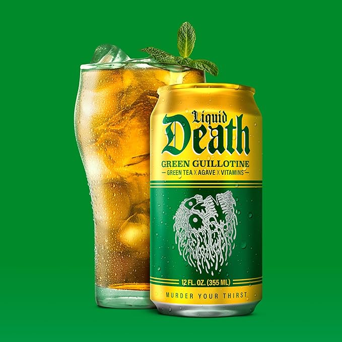 Liquid Death, Green Guillotine Iced Tea, 12-Pack (12 oz Cans), Green Tea, Low Calorie, No