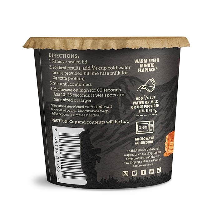 Kodiak Cakes Instant Pancake & Flapjack Cups, Buttermilk & Maple, High Protein, 100% Whole Grains