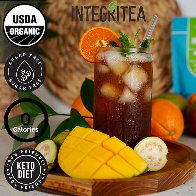 IntegriTEA Bluegrass Breeze Hot or Cold Brew Organic Black Tea Bags Infused with Guava Passion