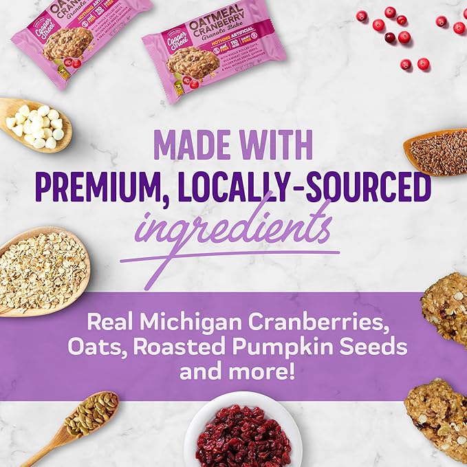 Cooper Street Granola Cookie Bake - Oatmeal Cranberry Chewy Granola Bars | Individually Wrapped