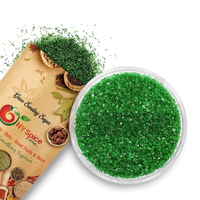 NY Spice Shop Green Sanding Sugar - 8 Ounce Sweet Colorful Edible Sprinkles For Candy Dish - Sugar