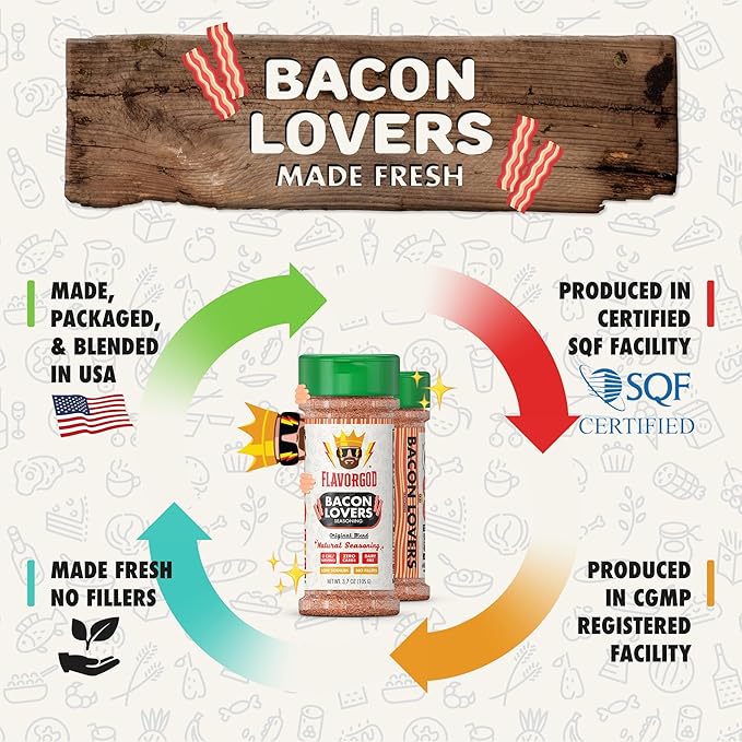 Bacon Lovers Seasoning Mix by Flavor God - Premium All Natural & Healthy Spice Blend for Beef