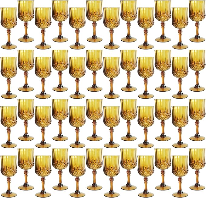 Plastic Wine Glasses，Plastic Goblets Vintage Style Cordial Drinking Glasses for Wedding Reception
