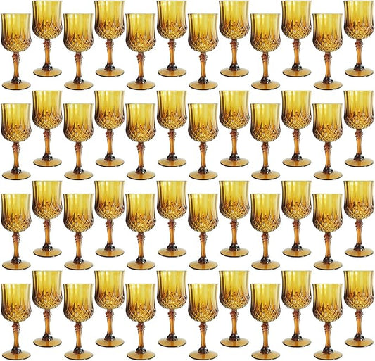 Plastic Wine Glasses，Plastic Goblets Vintage Style Cordial Drinking Glasses for Wedding Reception