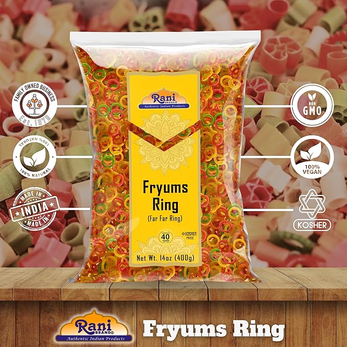 Rani Far Far / Fryums (Wheat & Tapioca Pellet) Ring Shape 14oz (400g) ~ Vegan, Kosher, Uncooked