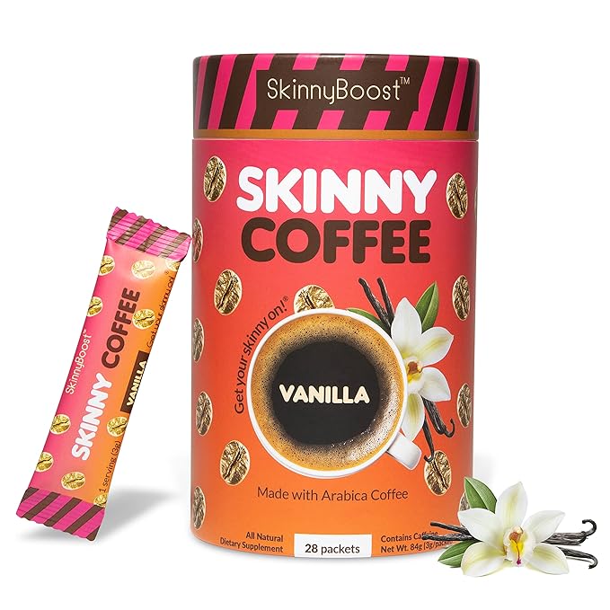 Skinny Boost Instant Skinny Coffee Sticks (Vanilla) - Made with Arabica Coffee Beans, Garcinia