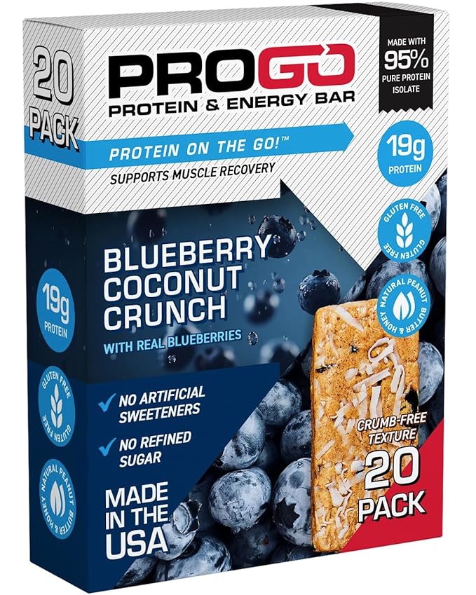 ProGo Protein Bars, Low Sugar, High Protein Snacks (19g) - 95% Pure Isolate for Faster Muscle