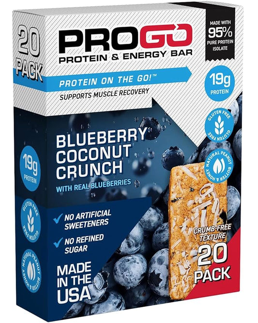 ProGo Protein Bars, Low Sugar, High Protein Snacks (19g) - 95% Pure Isolate for Faster Muscle