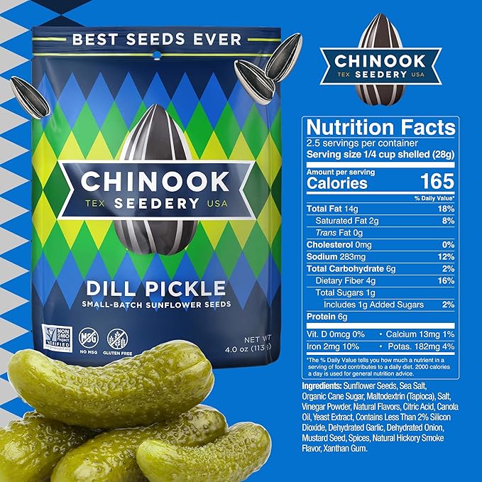 Chinook Seedery Roasted Sunflower Seeds - Jumbo Seeds Keto Snacks - Best For Snack Packs - Gluten