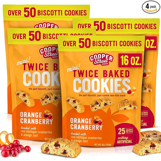 Cooper Street Twice-Baked Orange Cranberry Biscotti Cookies (16 oz - Pack of 4) ??Over 50 Biscotti