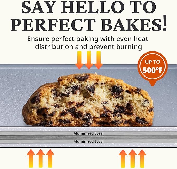 BRONYPRO Non Stick Ceramic Baking Sheet Pan Set of 3, Natural Non Toxic Cookie Sheets for Baking