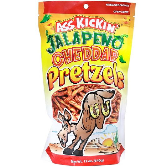 ASS KICKIN??Pretzels 12 Ounce Size Flavor Pack Seasoned Pretzel Twists (12oz, Jalapeno Cheddar)