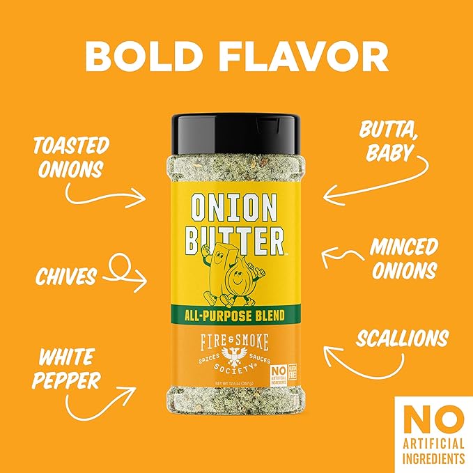 Fire & Smoke Society Onion Butter All Purpose Seasoning | BBQ Rubs for Smoking and Grilling |