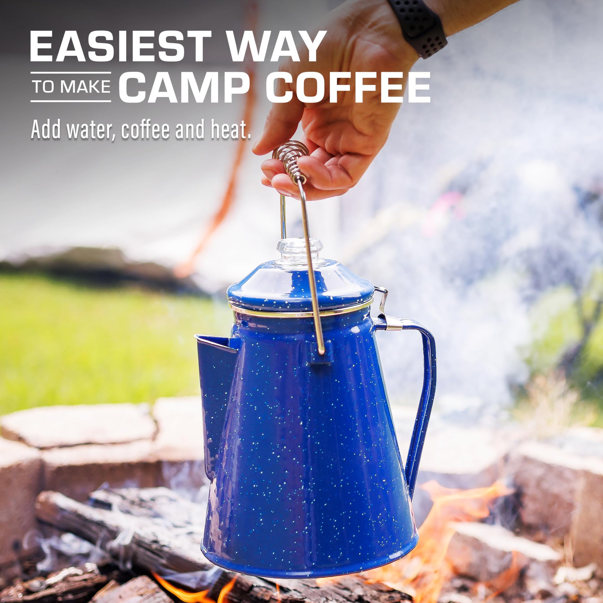 COLETTI Classic Percolator Coffee Pot — The Most Nostalgic Camping Coffee Pot, Now Modernized [Blue