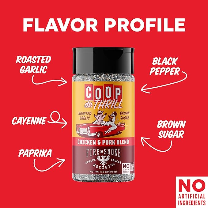 Fire & Smoke Society Coop de Thrill BBQ Seasoning | Chicken Seasonings and Pork Rubs for Smoking