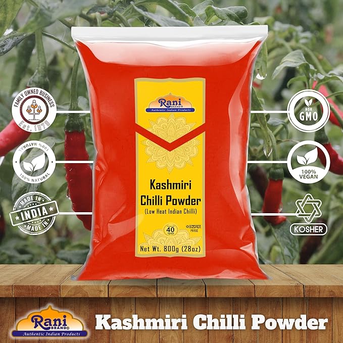 Rani Kashmiri Chilli Powder (Deggi Mirch, Low Heat) Ground Indian Spice 28oz (800g) ~ All Natural