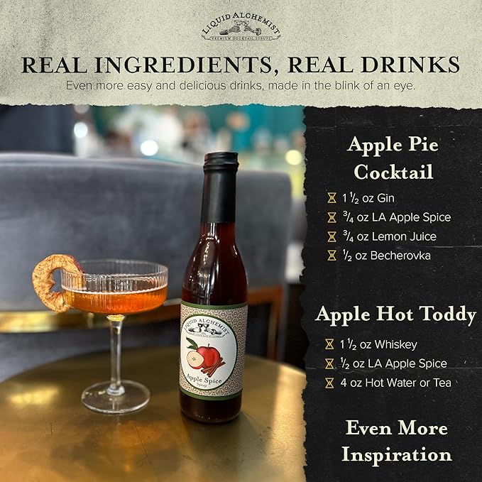 Liquid Alchemist Apple Spice Syrup for Cocktails - Real Ingredients Make our Apple Syrup for Drinks