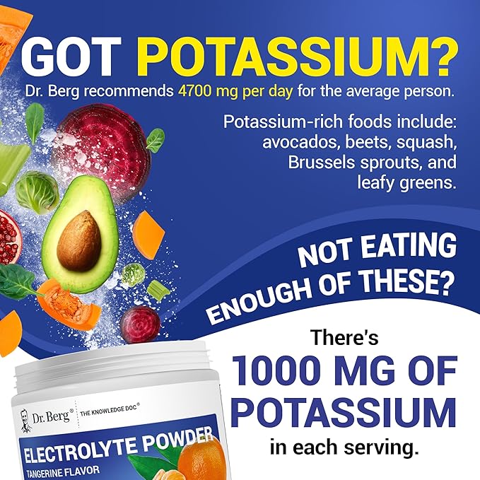 Dr. Berg Zero Sugar Hydration Keto Electrolyte Powder - Enhanced w/ 1000 mg of Potassium & Real