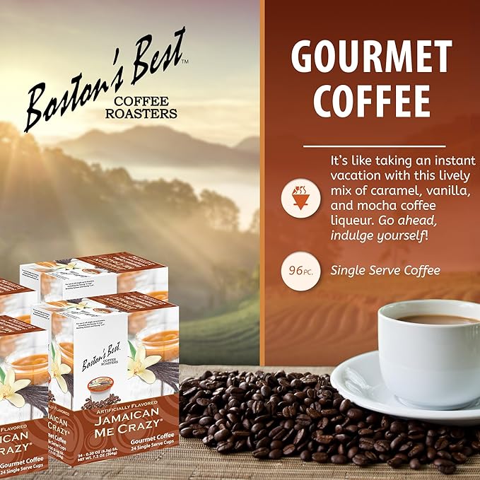 Boston’s Best - Jamaican Me Crazy Flavored Delicious Gourmet Coffee, Compatible with Keurig Coffee