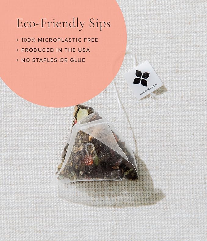 Art of Tea | Bright Eyed Turmeric Ginger Tea - Caffeine Free Turmeric Ginger Tea Bags | 50 Eco