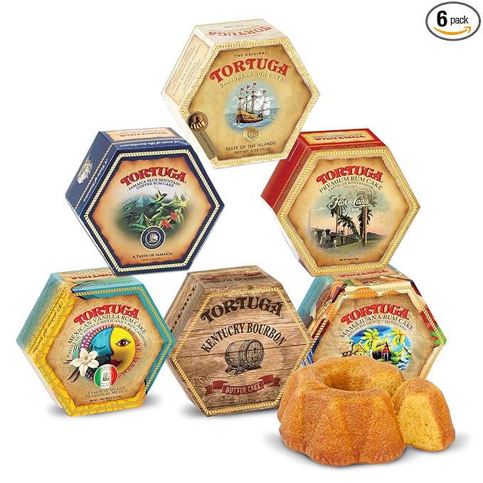 TORTUGA Provenance Rum Cake Variety Pack ??4 oz. - 6 Pack - The Perfect Premium Gourmet Gift for