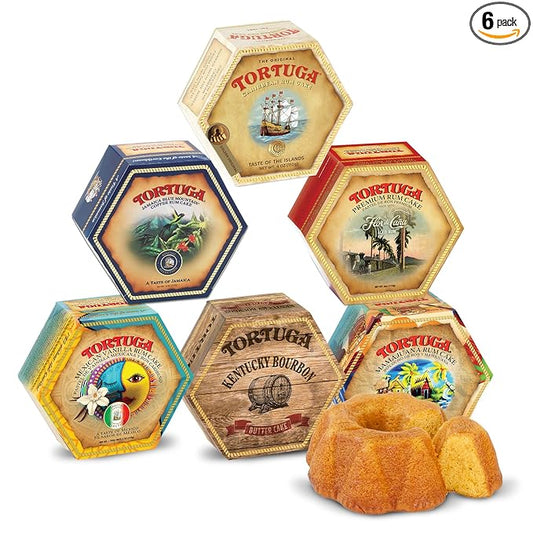TORTUGA Provenance Rum Cake Variety Pack ??4 oz. - 6 Pack - The Perfect Premium Gourmet Gift for