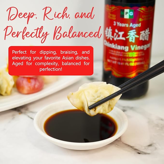 NPG Chinkiang Vinegar 19.61 Fl Oz (580ml), 3 Years Aged Zhenjiang Black Rice Vinegar, Naturally
