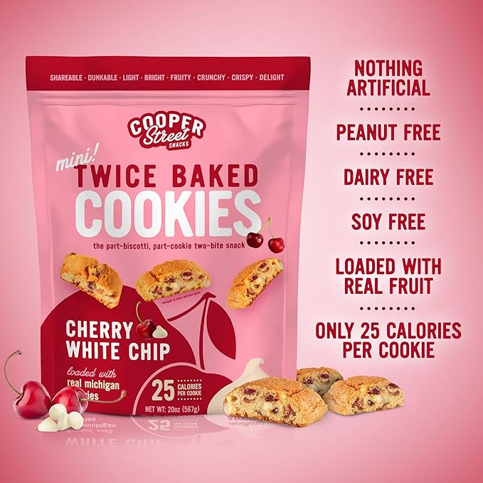 Cooper Street Twice-Baked Cherry White Chip Biscotti Cookies (16 oz) ??Over 50 Biscotti Cookies per